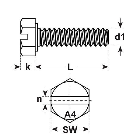Vis à tête 6-pans avec fente INOX A4 DIN 933 [LastViewedItems.CatItem.ArtName2]