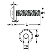 Vis tête bombée 6-pans creux INOX A2 ISO 7380 F 