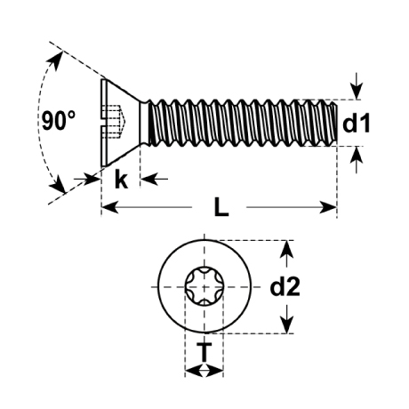 Vis à tête fraisée 90° TX INOX A4 DIN 965 [LastViewedItems.CatItem.ArtName2]