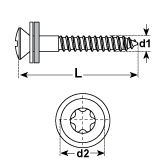 Vis de ferblantier LSK TX25 INOX A2 cuivré 