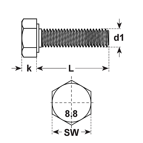 Vis à tête hexagonale 8.8 zingué-bleu DIN 961 MF [SimilarCatItems.CatItem.ArtName2]
