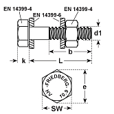 Set di raccordi HV in acciaio ZF EN 14399-4 10.9 