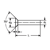 Rivets à tête fraisée 75° aluminium DIN 661 