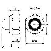 Dadi di sicurezza ciechi Poly-Stop ZB DIN 986 6/8 