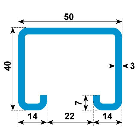 Montageschiene 50/40 ungelocht kaltgewalzt [SimilarCatItems.CatItem.ArtName2]