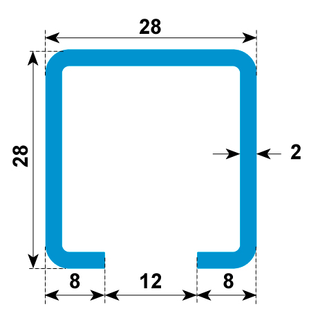 Montageschiene 28/28 ungelocht kaltgewalzt INOX A4 [SimilarCatItems.CatItem.ArtName2]