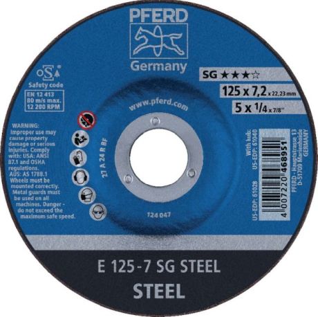 Schruppscheibe für Stahl PFERD R SG [SimilarCatItems.CatItem.ArtName2]
