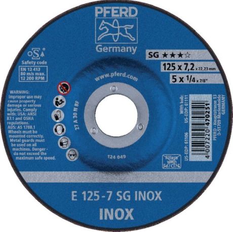 Disco di sgrossatura per INOX PFERD N SG-INOX [SimilarCatItems.CatItem.ArtName2]