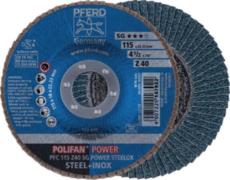 Disco lamellare PFERD POLIFAN® SG POWER STEELOX [SimilarCatItems.CatItem.ArtName2]