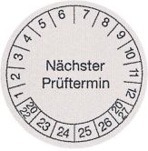 Prüfplaketten / Nächste Prüfung DE