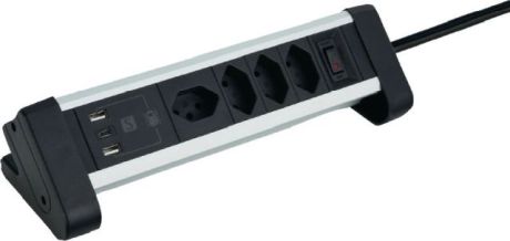 Presa da tavolo in alluminio 2x USB argento/nero [SimilarCatItems.CatItem.ArtName2]