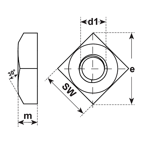 Écrous carrés INOX A2 DIN 557 [LastViewedItems.CatItem.ArtName2]