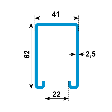 Profili di montaggio K 41/62 non perforata LF [SimilarCatItems.CatItem.ArtName2]