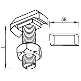 Vis à tête marteau avec écrou 72/48 8.8 ZF 