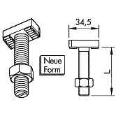 Vis à tête marteau dentée + écrou 41/22  INOX A4 