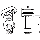 Vis à tête dentée + écrou pour rail 50/30 8.8 ZB 