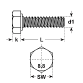 Sechskantschrauben Stahl fvz DIN 933 8.8 