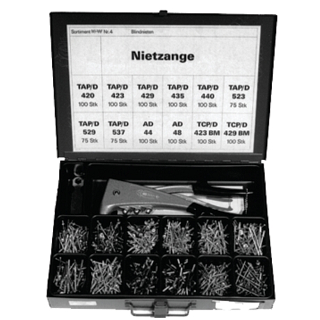 Sortiment Nr. 4 Blindnieten mit Nietzange verzinkt [SimilarCatItems.CatItem.ArtName2]