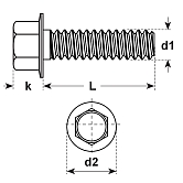 Vis autotaraudeuses 6 pans acier ZB DIN 7500 
