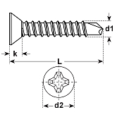 Viti autoperforante in acciaio ZB DIN 7504 560 HV 