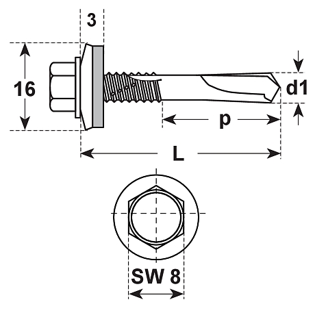 Sechskant-Bohrschrauben E-X BR 5 INOX A2 [SimilarCatItems.CatItem.ArtName2]