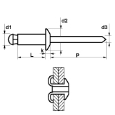 Spreizniete MFX Typ 1301 Flachrundkopf Alu / Stahl 