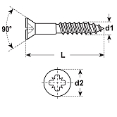 Spanplattenschrauben Senkkopf 90° PZ tg Stahl vz 