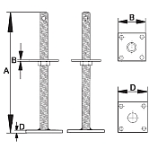Ancres de poteaux GH type D5 plaque étroite régl. acier zingué