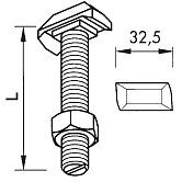 Vis à tête marteau avec écrou 40/22 acier 4.6 ZF 