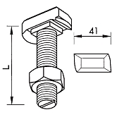 Vis à tête marteau avec écrou 50/30 acier 4.6 ZF 