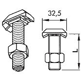 Vis à tête dentée + écrou pour rail 40/22 8.8 ZB 